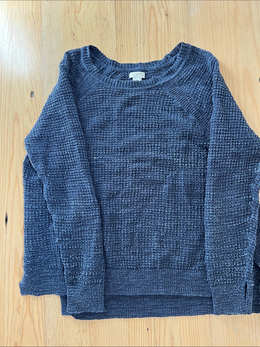 J. Crew Navy Blue Waffle-Knit Crewneck Sweater